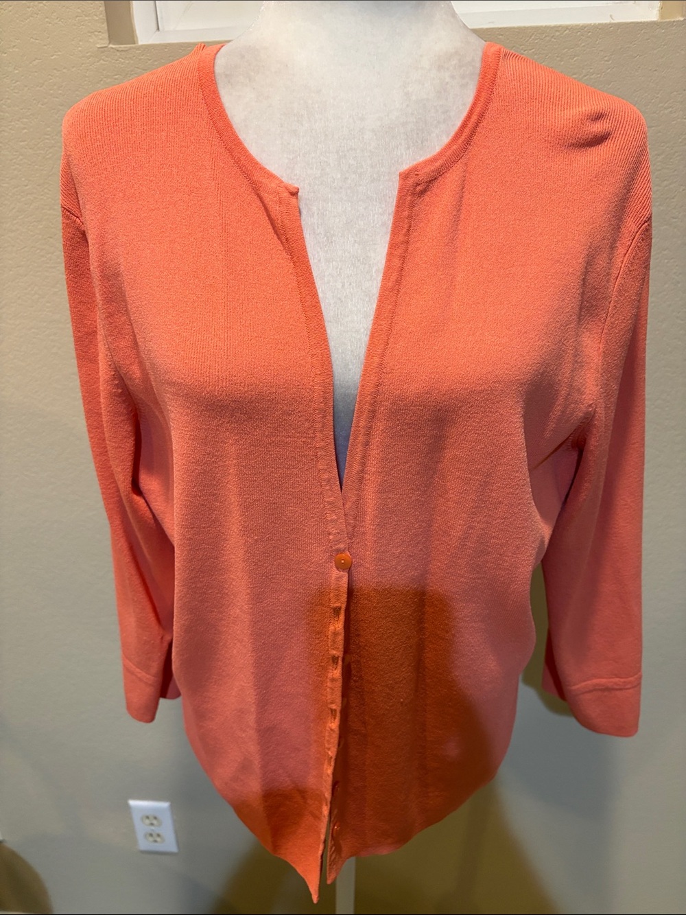 Talbots Coral Button-Front Lightweight Cardigan-Size XL